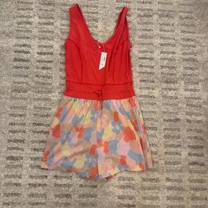 Travis Mathew Small Red and Multicolor Floral Romper Brand New With Tags